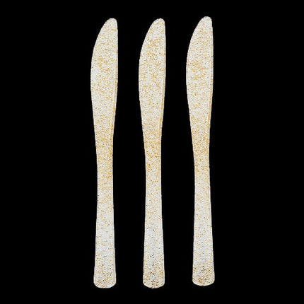 Gold Glitter Plastic Knives