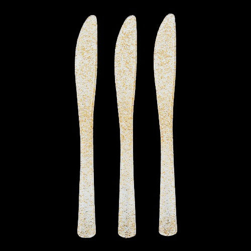 Gold Glitter Plastic Knives