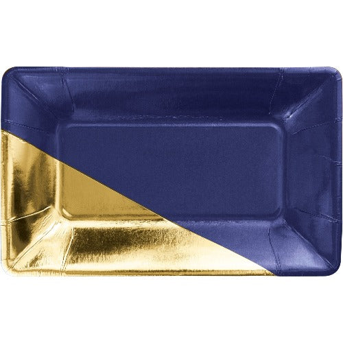 Navy And Gold Rectangular Appetizer Trays