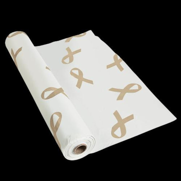 Gold Awareness Ribbon Plastic Tablecloth Roll - 100 Feet