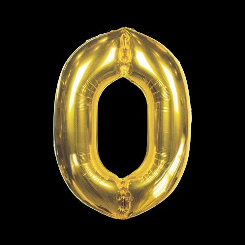 Gold 0 Shaped Number 34 Mylar Balloon