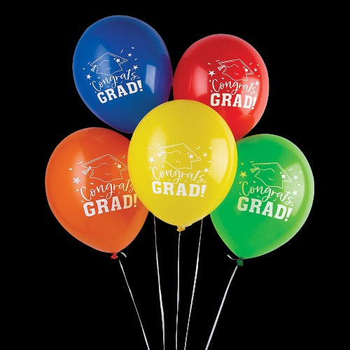 11 Congrats Grad Latex Balloons - Assorted