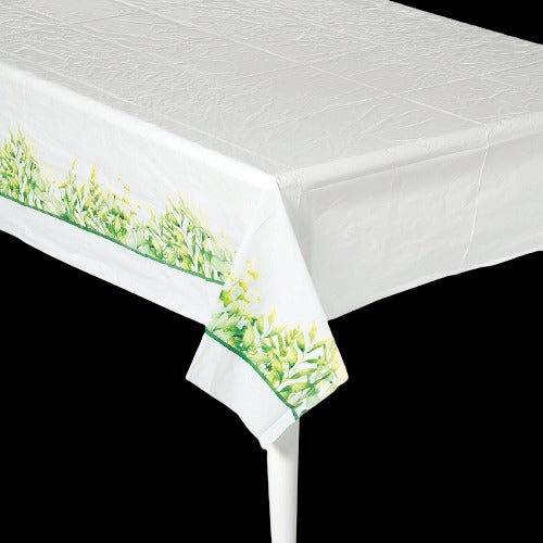 Spring Greenery Plastic Tablecloth