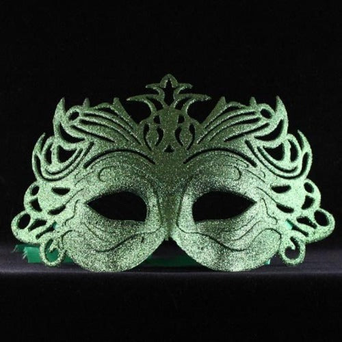 Green Glittering Butterfly Mask | PartyGlowz