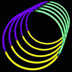 24 Inch Tri-Color Glow stick Necklaces - Green Purple Yellow