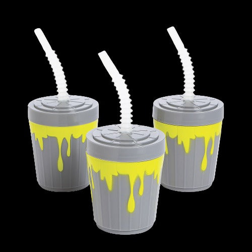 8 Oz Gross Slime Plastic Cups with Lids & Straws