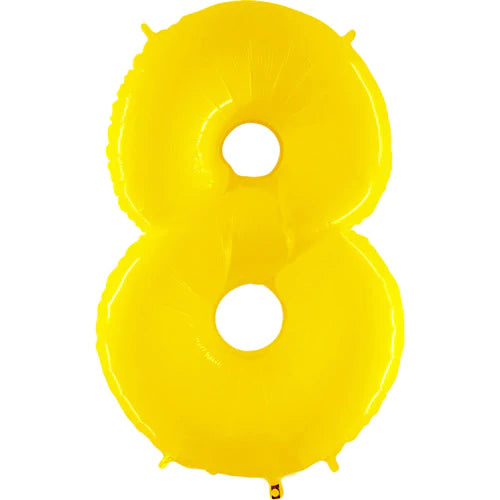 40 Number 8 - Yellow Foil Mylar Balloon