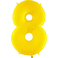 40" Number 8 - Yellow Foil Mylar Balloon