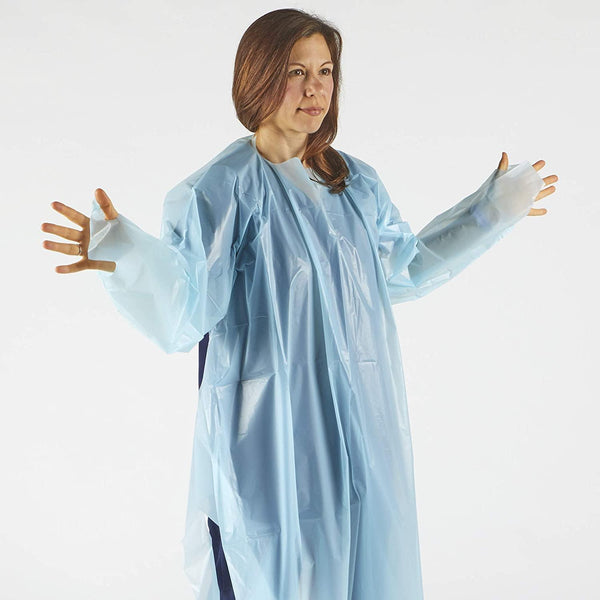 Level-1 Disposable Isolation Gowns-Blue-Pack of 15 Gowns