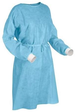 Level-2 PP+PE Disposable Gown-FDA & CE Certified,Fully Closed with Double Back Ties,Knitted Cuffs & Fluid Resistant- Pack of 20 Gowns