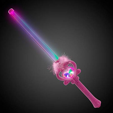 LED Multi Color Light Up Fairy Heart Wands - 12 Per Pack