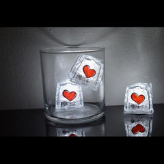 Litecubes 3 Mode White Light up LED Ice Cube with Heart Print 1 Pc