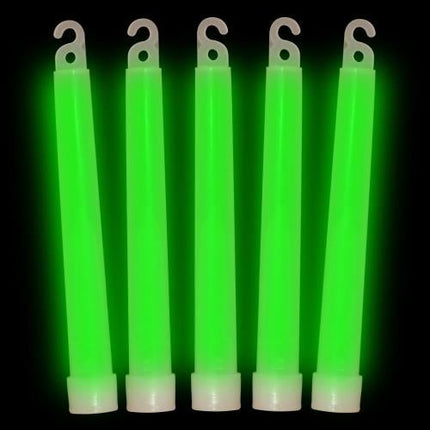 6 Inch Ultra-Bright Emergency Industrial Grade Green Glow Sticks - Pack of 12