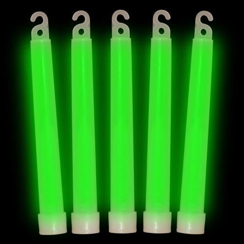 6 Inch Ultra-Bright Emergency Industrial Grade Green Glow Sticks - Pack of 12