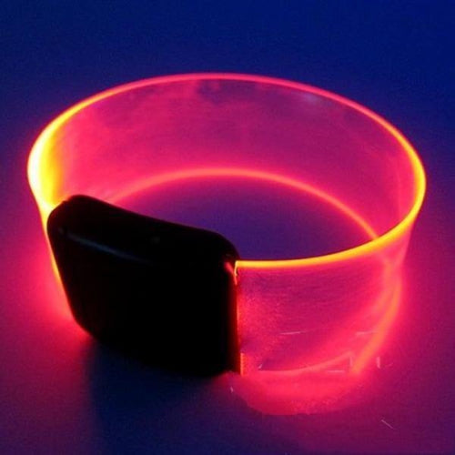 LED Light Up Clear Red Bracelets with Magnetic Clasp