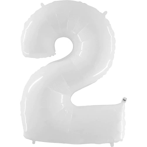40 Number 2 - White Foil Mylar Balloon
