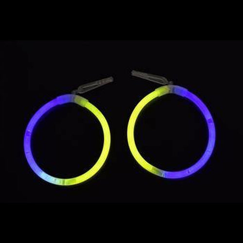 Glow In The Dark Hoop Earrings Bi-Color - Blue Yellow