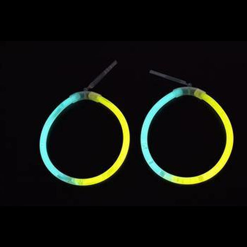Glow In The Dark Hoop Earrings Bi-Color - Green Yellow