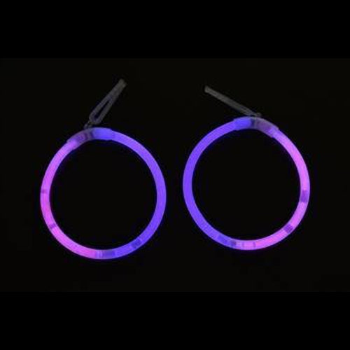 Glow In The Dark Hoop Earrings Bi-Color - Pink Purple
