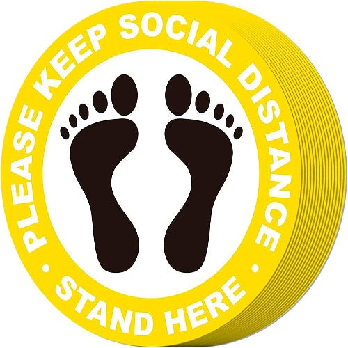 8 Keep Social Distancing Sign Round Floor Decals Marker Stickers - 12 Pack