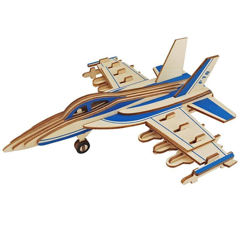 Natural Wood 3D Puzzle F-18 Hornet Fighter Bomber Plane