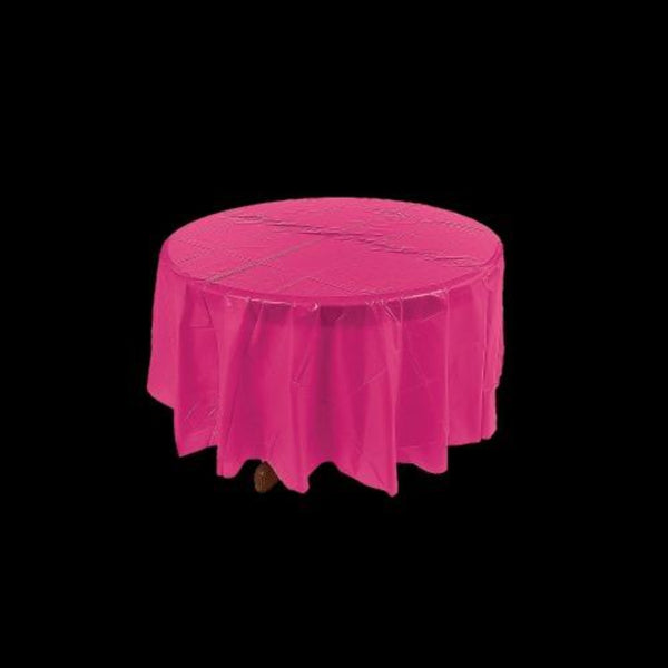 Hot Pink Round Plastic Tablecloth
