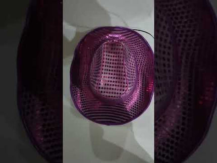Video LED Flashing Purple El Wire Sequin Cowboy Hat - Pack of 2 Hats - Party Glowz