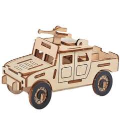 Natural Wood 3D Puzzle Military Hummer