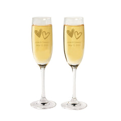 Personalized Hearts Glass Champagne Flutes
