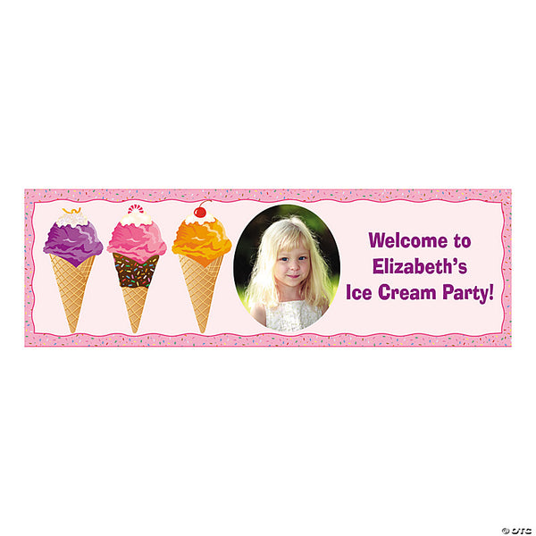 Ice Cream Party Photo Custom Banner - Medium
