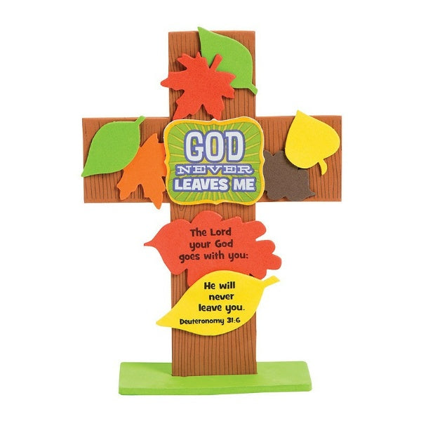 God Never Leaves Me Cross Stand Up Craft Kit