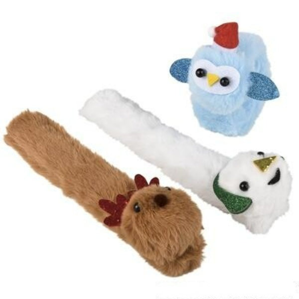 8 Christmas Plush Slap Bracelets