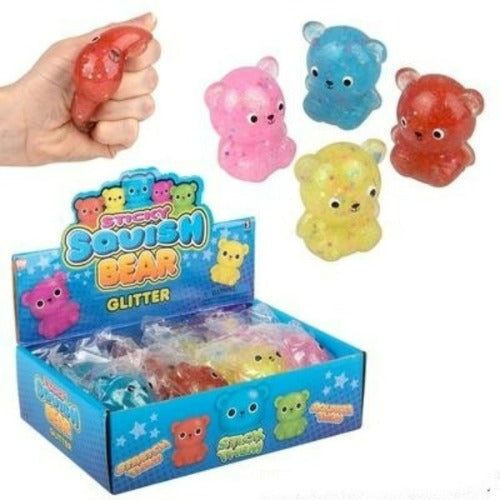 2.25 Squish Sticky Glitter Bear