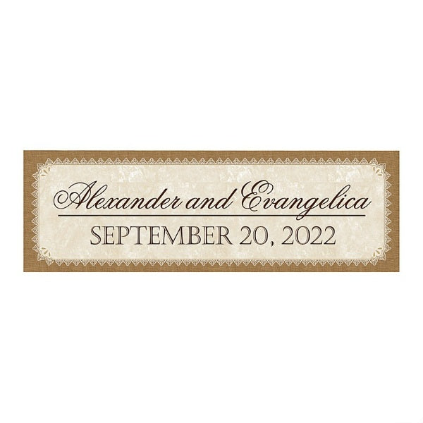 Burlap & Lace Look Rustic Wedding Custom Banner - Small