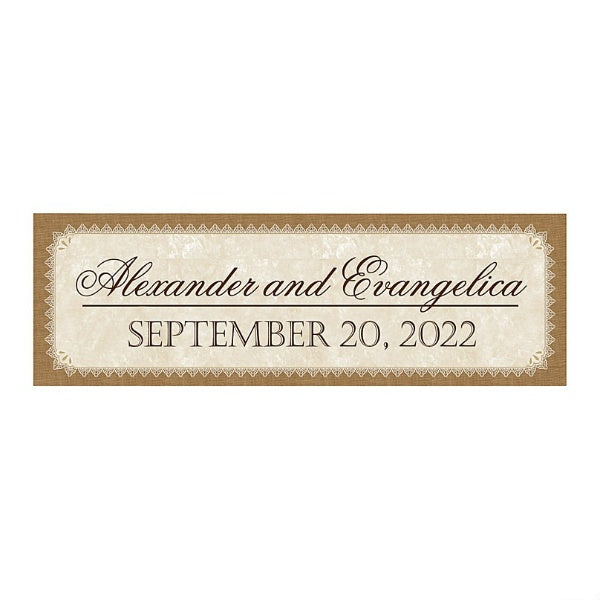 Burlap & Lace Look Rustic Wedding Custom Banner - Small