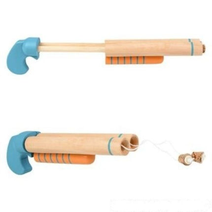 8 Inch Wooden Double Barrel Pop Gun Toy - Classic Cork Popper