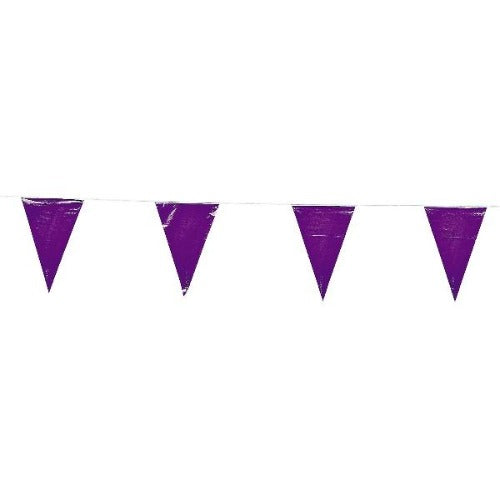 Purple Plastic Pennant Banners - 100 Feet