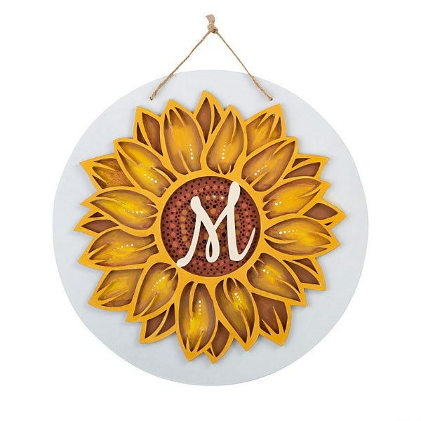 Personalized DIY Unfinished Wood Sunflower Monogram Sign