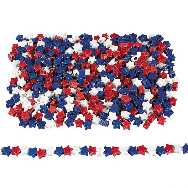 Star-Shaped Patriotic Pony Beads