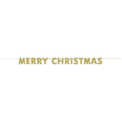 Gold Glitter Merry Christmas Banner