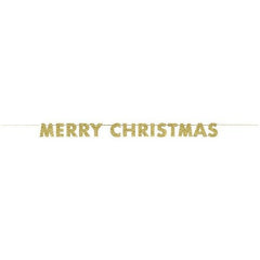 Gold Glitter Merry Christmas Banner