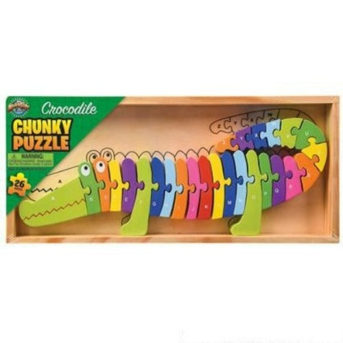 13.75" X 6" Wooden Crocodile Letter Puzzle