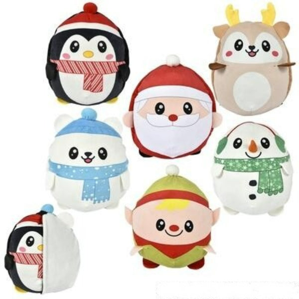 12 Reverse-Eez Christmas Plush Assortment