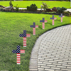 Patriotic Flag Cross Yard Signs