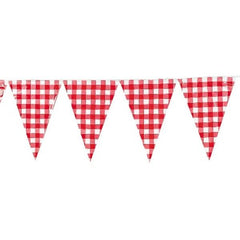 Vinyl Large Red Gingham Pennant Banner