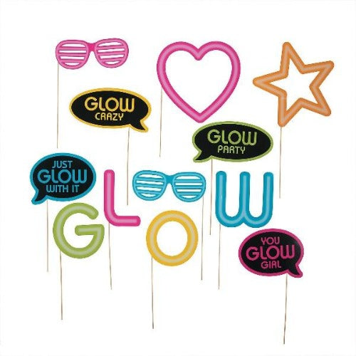 Neon Glow Party Photo Stick Props