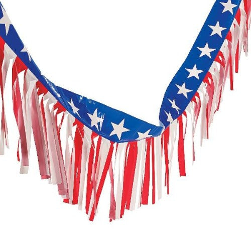 Patriotic Fringe Garland - 100 Feet