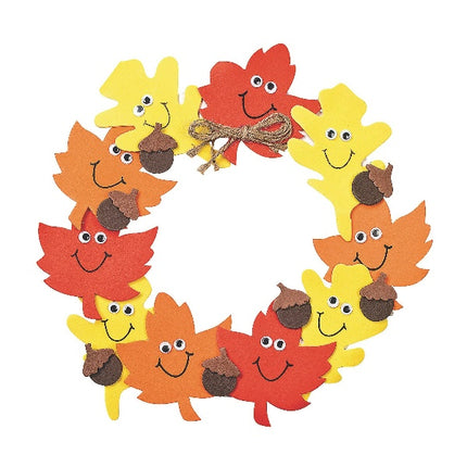Foam Smile Face Leaves Wreath Craft Kit