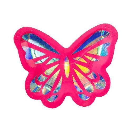 Butterfly-Shaped Iridescent Paper Dinner Plates