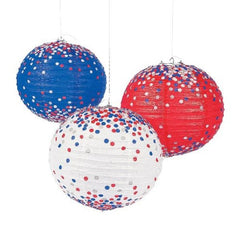 Patriotic Confetti Hanging Paper Lanterns